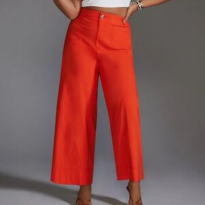Anthropologie Vibrant Orange Wide Leg Pants